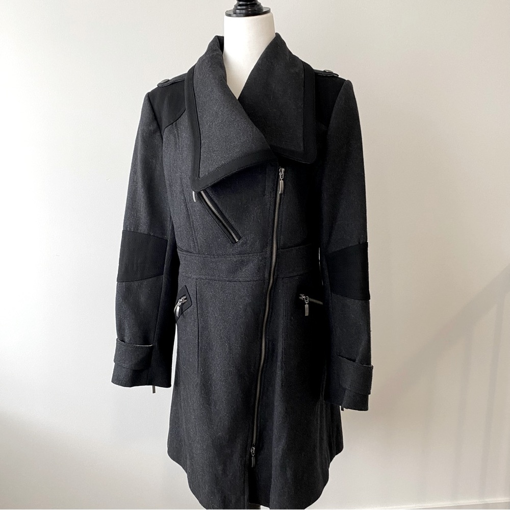 Boutique Wool Two Tone Military Coat